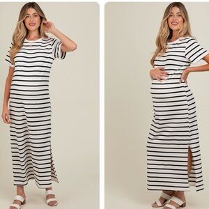 Pinkblush Black and White Striped Maxi Dress